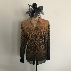 Sheer Ombré Cheetah Button Down